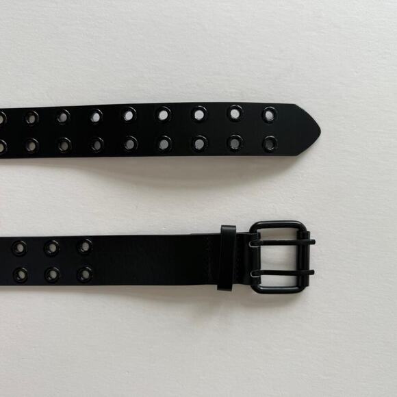 Y2K Black Studded Belt Black Hole Studs Adjustable Fits 26-34 Unisex Style - Picture 5 of 7